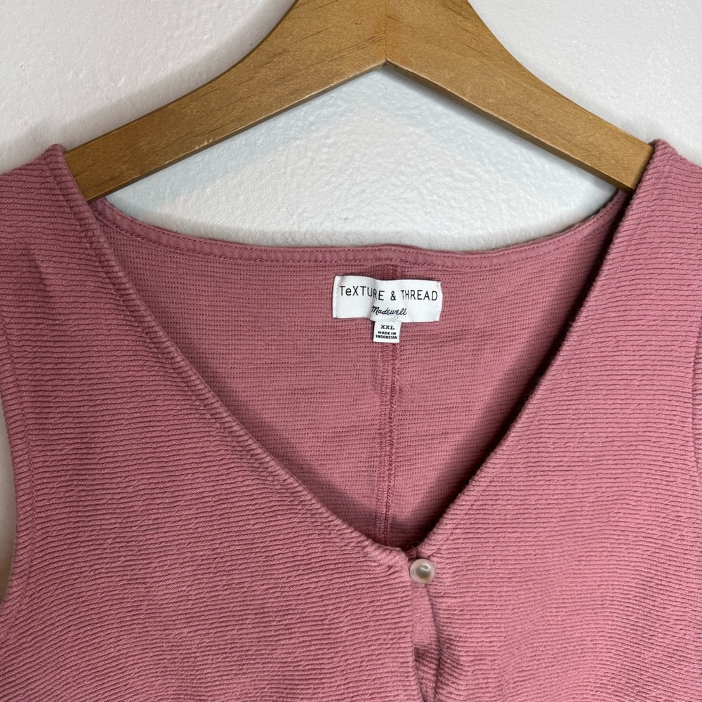 Madewell Texture & Thread Button-Front Tie Tank Top In Blush Pink - Picture 4 of 10